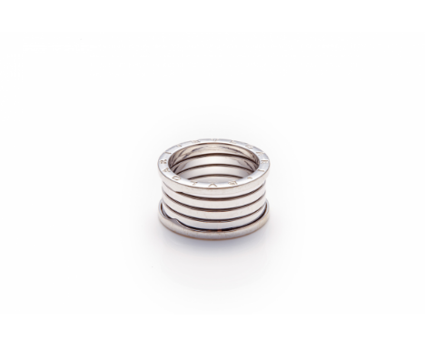 A BULGARI 18K WHITE GOLD 'B.ZERO.1' RING Ring with five layers of spiral loop, stamped, fully hallmarked and stamped with mod