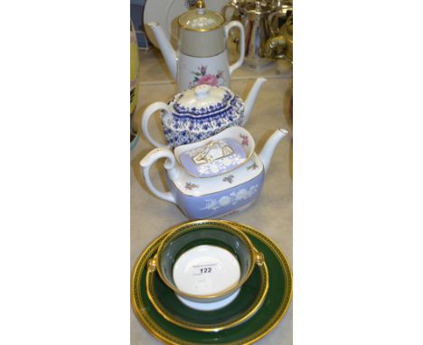 Spode - Gered London soup bowl and desert plates, Maritime Rose tea pot, another tea and coffee pot (6)