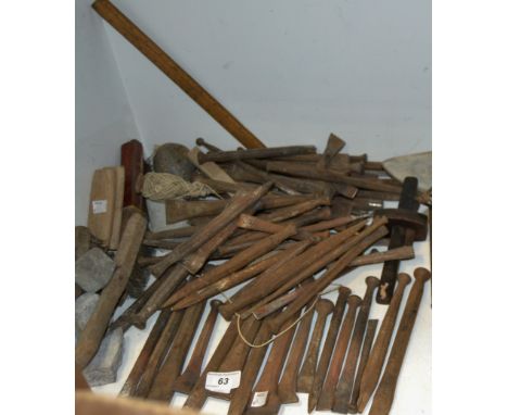 Masonry Tools - a quantity of early 20th century masonry tools including chisels, files, some by Sutcliffe ;  etc 