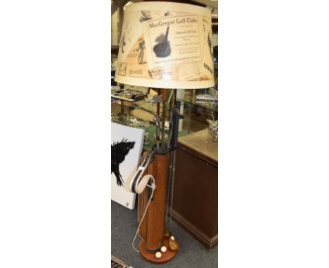 Interior Design - a bespoke lamp formed by a golf bag and clubs; bespoke shade (2)