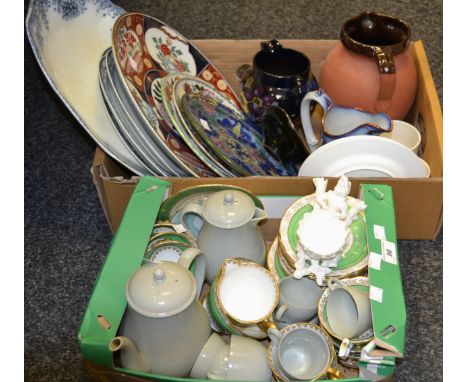 Ceramics - a Victorian flow blue moulded in relief jug; a Royal Stratford tea service; a Royal Doulton Persian plate; etc.