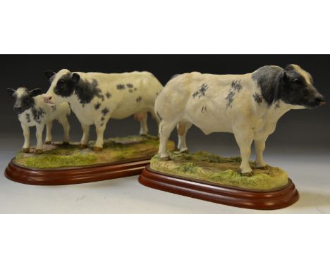 Border Fine Arts - a model of a Belgian Blue Bull A0742; Belgian Blue Cow & Calf A1252, both boxed (2)
