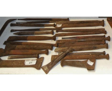 Masonry Tools - various sizes of punch chisels for sculpting, mallet shaped heads c.1900