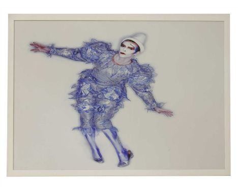 David Bowie in Pierrot (or blue clown) costume Lithograph, designed by Natasha Korniloff for the Ashes to Ashes video and 'Sc