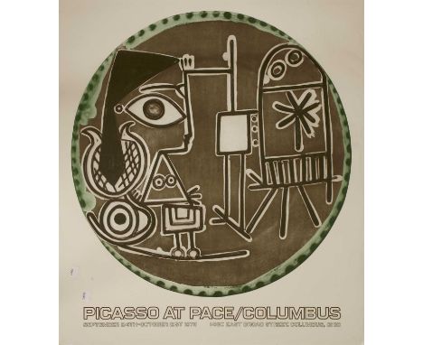 After Pablo Picasso (Spanish, 1881-1973) 'PICASSO AT PACE/COLOMBUS' Lithograph poster for the exhibition at Pace Gallery New 