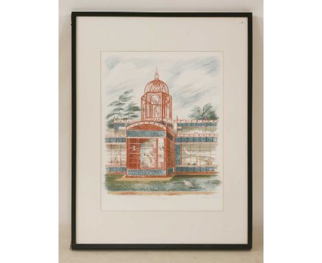 *Barbara Jones (1912-1978) DROPMORE AVIARY, 1971 Lithograph, in colours, signed, titled and `H/C' in pencil, printed by the C