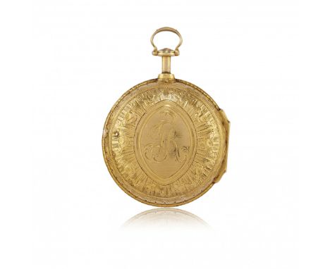 EDWARD PISTON A DOPPIA CASSA IN ORO CON RIPETIZIONE, 1750 CIRCA Cassa: in oro incisa e traforata a motivi floreali; cassa est