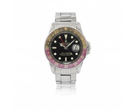 ROLEX GMT-MASTER REF. 1675 GILT LONG E, 1966 CIRCA Cassa: firmata, n. 1462184, tre corpi in acciaio, fondello a vite marcato 