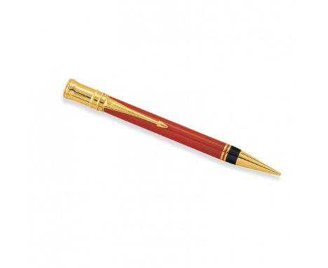 PARKER DUOFOLD PLATINUM CLUB Matita meccanica con corpo in resina rossa e elementi dorati, cappuccio decorato con logo e ferm