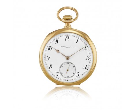 VACHERON & CONSTANTIN IN ORO, 1905 CIRCA Cassa: firmata, n. 212769, quattro corpi in oro 18K, fondello inciso a Soleil. Quadr