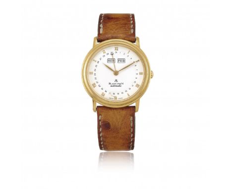 BLANCPAIN VILLERET "JB 1735" AUTOMATICO CON CALENDARI IN ORO, ANNI '90 Cassa: firmata, n. 283, tre corpi in oro 18K, fondello