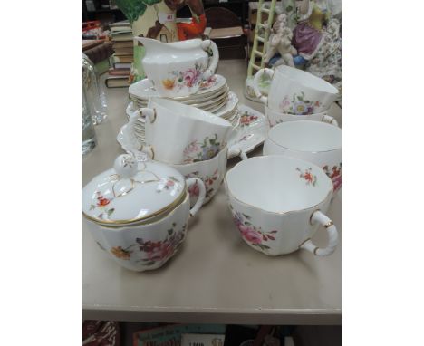 A Royal Crown Derby part tea service in the gilt heightened Derby posies patternCONDITION REPORTHairline crack to preserve po