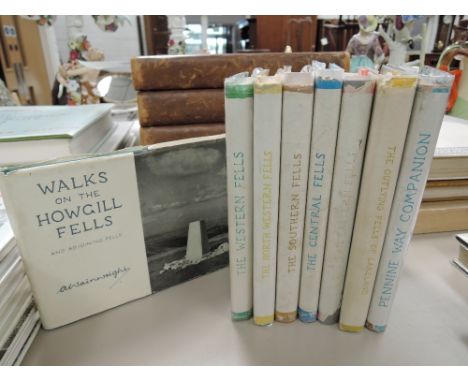 Wainwright. A selection of Wainwright guide books; including Lakeland Fells: two, three, four, six & seven; Pennine Way Compa