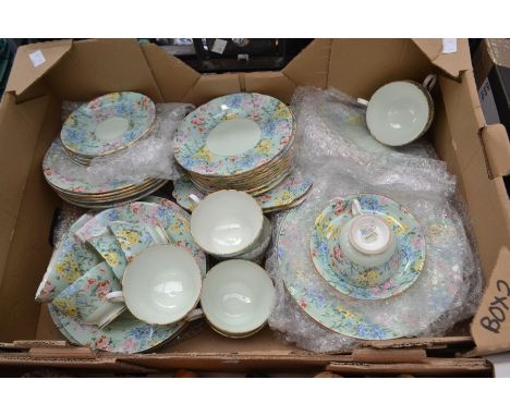 A circa 1950's Shelley Melody large tea service, tea cups, plates, small plates, sandwich plates and saucers (Q)