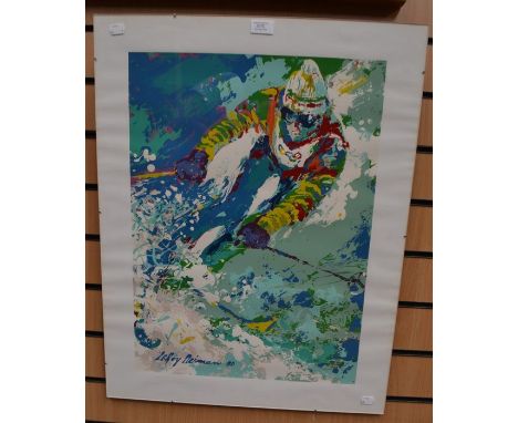 LeRoy Neiman (American, 1921-2012), Olympic Winter Games, Lake Placid, 1980, serigraph poster, in clip frame, 73.5cm by 57cm&