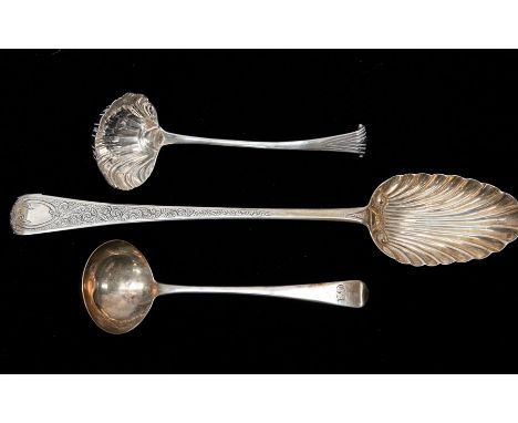 A George III silver onslow pattern sauce ladle, shell bowl by Thomas &amp; William Chawner, London, circa 1765 - date letter 