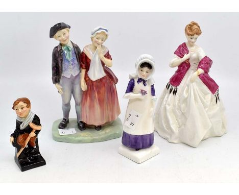 A collection of ceramics to include; Royal Worcester First Dance figure, Royal Doulton Anna HN 2802, Tiny Tim, A Courting HN 