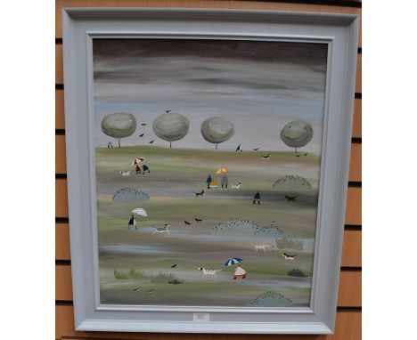 Louise Rawlings, (1969-), 'Out in All Weathers', oil on board, framed, 60 x 50 cm, signed l r