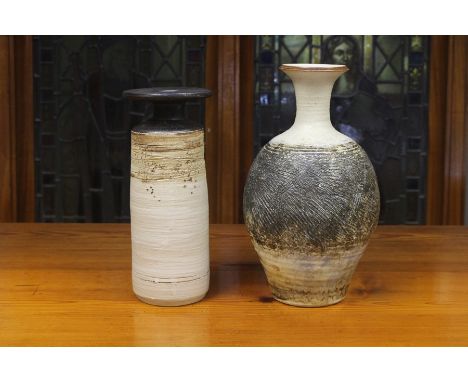 A group of Edward Campden vases inspired by Lucie Rie and Hans Coper, 2001-2012, including a large ovoid vase of bottle form 