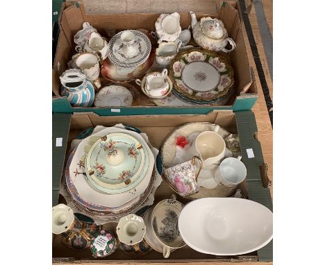 Four boxes of assorted ceramics, including a collection of bone china tea wares, mostly blush ivory, various miniatures, plat