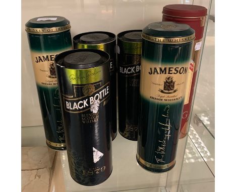 Collection of six bottles of whisky: Glenlivet, aged 12 years, 40% abv, in tin; two bottles of Jameson, 40% abv, in tins; thr