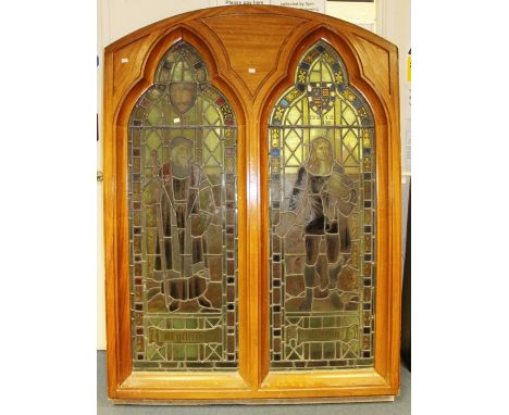 A pair of two light lead glazed windows, each measuring 177cm high, 127cm wide, each window opening measuring 148cm high, 47.