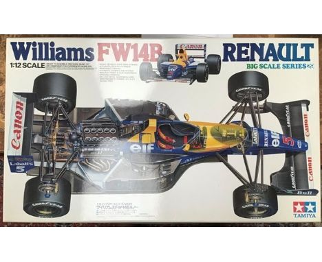 Tamiya 1:12 scale model kit Williams FW14B Renault Nigel Mansell. Part built.