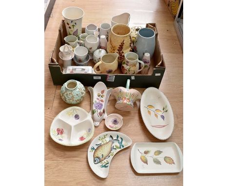 A Radford collection of assorted ceramics, hand painted, comprising various vases, dishes, jug, wall pocket, etc (one box)