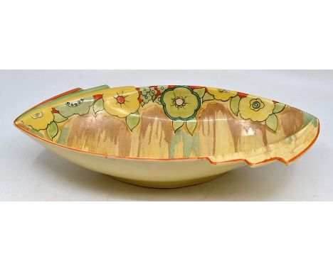 Clarice Cliff: A Newport Pottery 'Bizarre' 'Delecia' bowl by Clarice Cliff. Length approx 32.5cm. Marked to base.Condition: M
