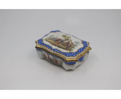 A Meissen porcelain hausmaler decorated match case and cover, late 19th Century, of serpentine rectangular form, finely paint