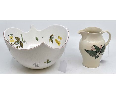 A group of mid-20th Century decorative ceramics including a Gustavsberg tin-glazed bowl, circa 1960, of asymmetrical form and