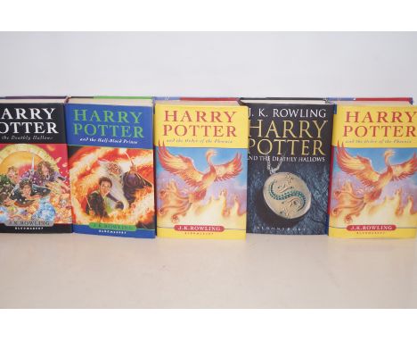 Five first edition Harry Potter books