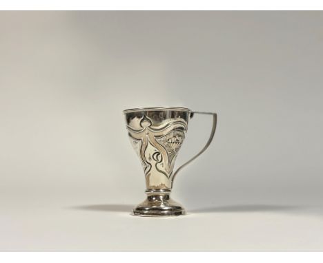 An Edwardian silver Christening cup in the Art Nouveau taste, Robert Pringle &amp; Sons, Chester, 1905, of tapering form, rep