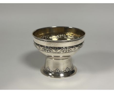 A Danish silver pedestal bowl, in the Art Nouveau taste, hallmarked for Copenhagen 1912, maker Anton Rusmessen, the tapering 