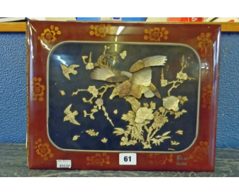 A Japanese Shibayama lacquer photo album, early 20th century, the cover with Shibayama inlay work done in bone and mother of 