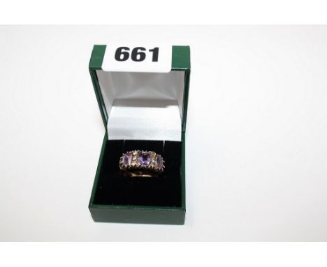 A vintage 9ct gold, amethyst and paste ring, 