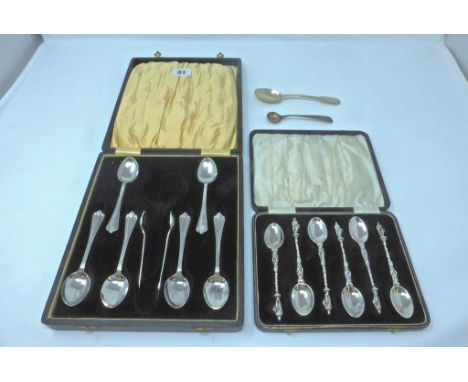 A cased set of Victorian silver teaspoons, the spoons with twist handles & figural finials by John & Frank Pairpoint, London,