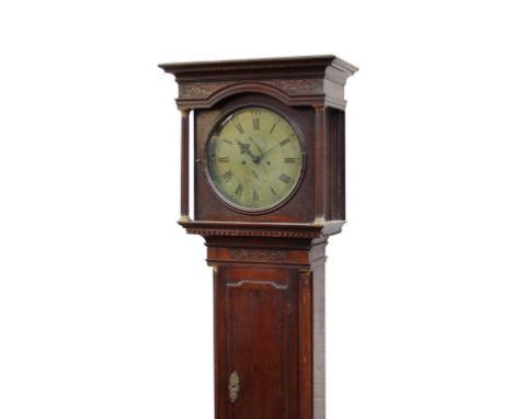 A mid-18th century inlaid oak eight day longcase clock by George Baddely of Newport, Shropshire, the circular 13in. brass Rom