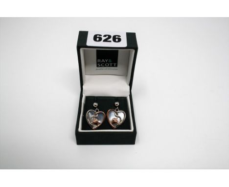A pair of Clogau silver, rose gold and mother-of-pearl earrings, 
