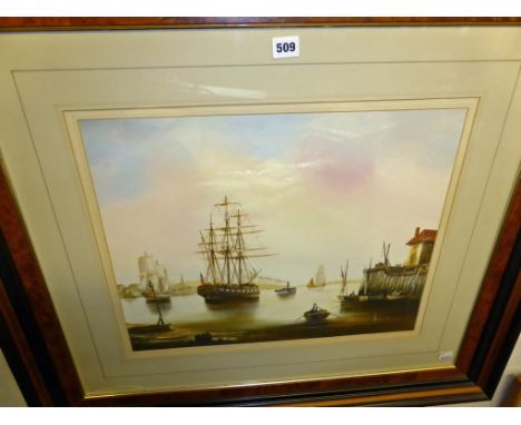 A signed gouache marine painting by K Hammond.