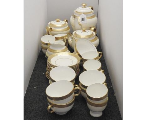 A Mintons 'Buckingham' pattern part tea and coffee service, including coffee pot and cover, 21cm, teapot and cover, sucrier a