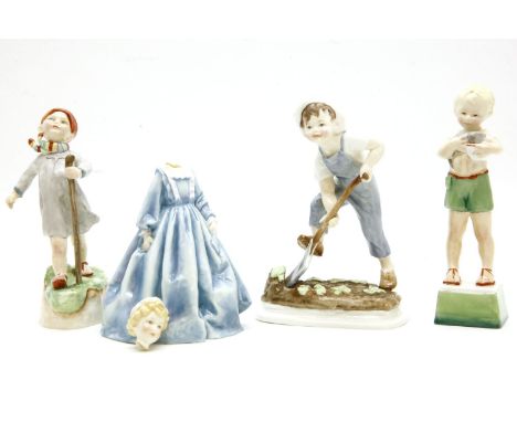 Four Royal Worcester F.G. Doughty porcelain figures, including Thursday's Child, no. 3260, Friday's Child, no 3261, Saturday'