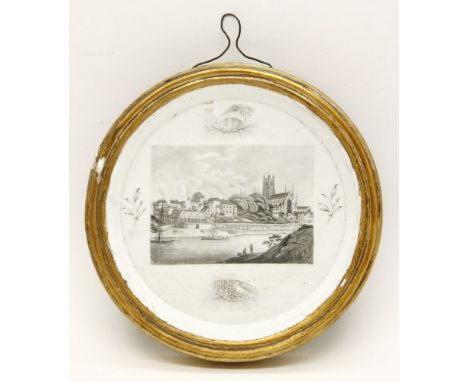 An early 19th Century Barr, Flight & Barr Worcester porcelain plaque, decorated en grisaille with a scene across the Severn o