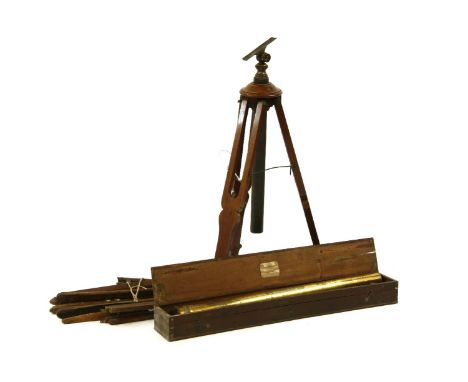 A 19th century Dolland lacquered brass telescope, 109cm long, together with numerous additional lenses all in a fitted mahoga