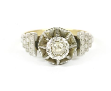 A single stone illusion set diamond ring, with later half shank, marked 18k (tested as approximately 18ct gold)