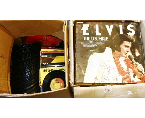 A large collection of records, to include Elvis and Diana Ross examples