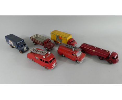 A Collection of Six Unboxed Dinky Toy Trucks and Vans to Include Ford Transit, Fire Engine, Dinky Supertoys, Fire Engine, Ley