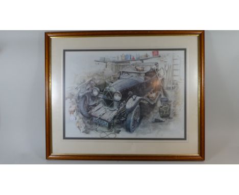 A Framed Print of Vintage Lagonda In Barn 
