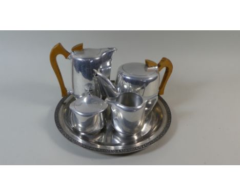 A Picquot Four Piece Tea Service and Tray 