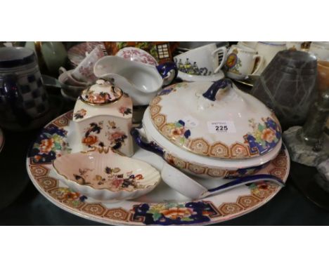 A Collection of Ceramics to Include Corona Salisbury Pattern Meat Dish, Cream Jug and Lidded Tureen, Masons Mandalay Tea Cadd